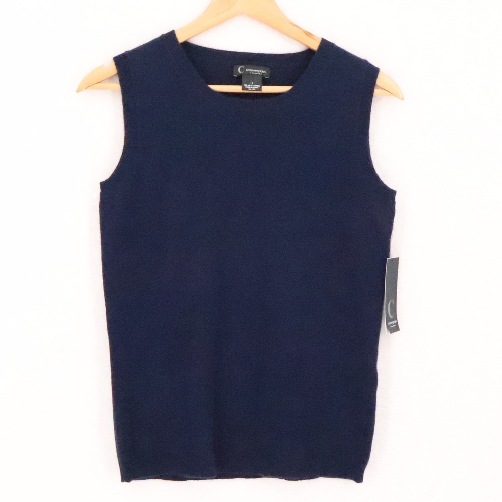 Bloomingdales Cashmere Sweater Vest Womens Size S Navy Blue Quiet Luxury